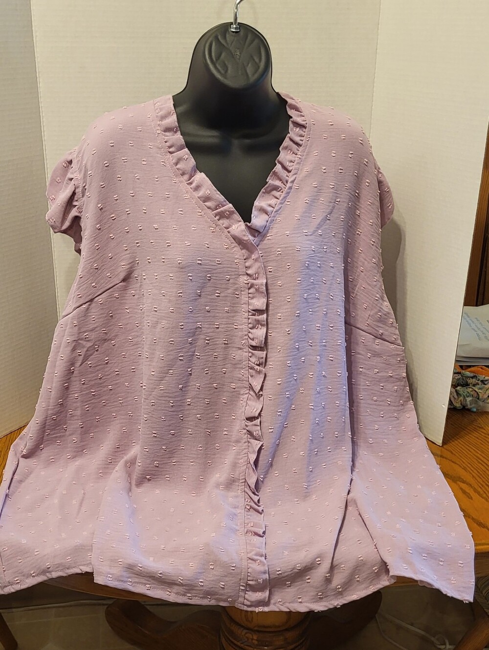 Light Pink Ruffle V-Neck Women's Top